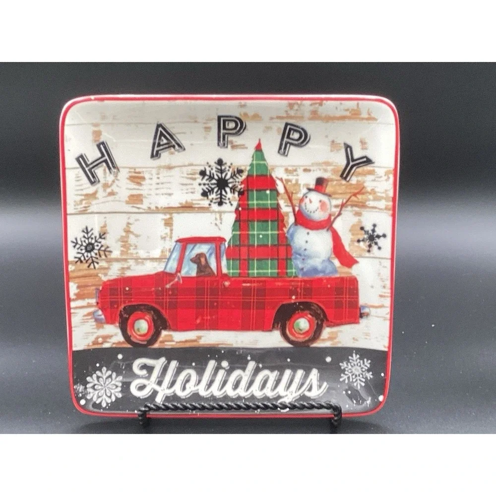 Robert Stanley Home Collection Square Christmas‎ Truck Platter 8.5